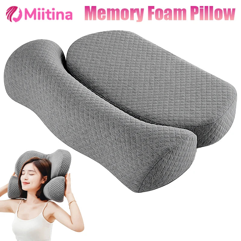 Almohada Cervical de Espuma Viscoelástica: Tela Tejida, Núcleo de Cubos de Agua y Diseño Ergonómico para Cuidado de la Salud